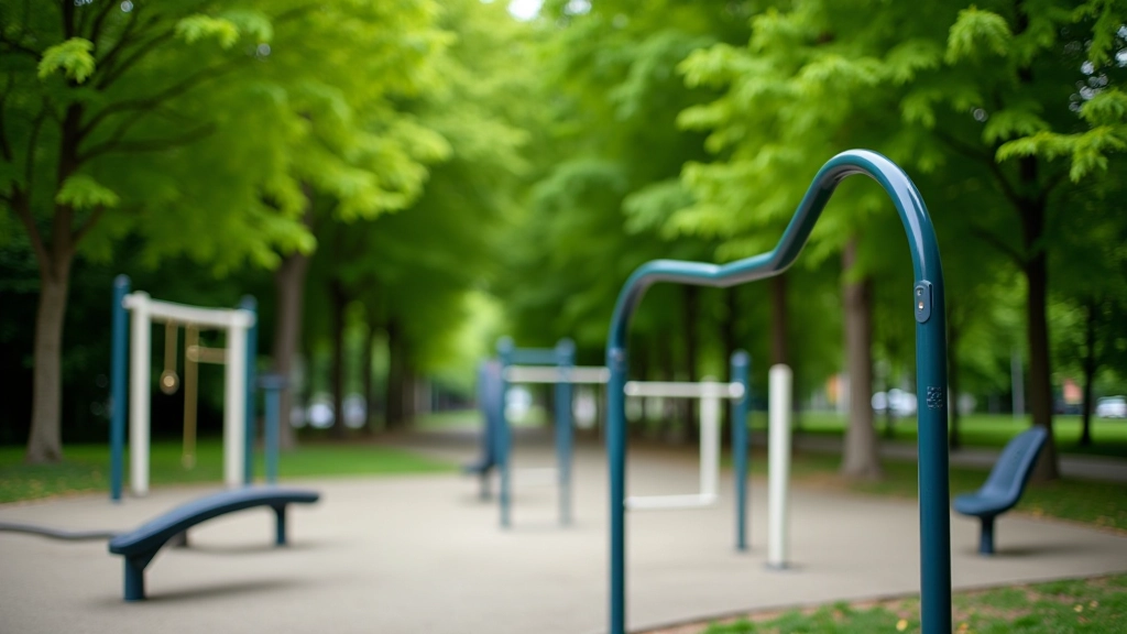 Parc public avec équipements d'exercice gratuits